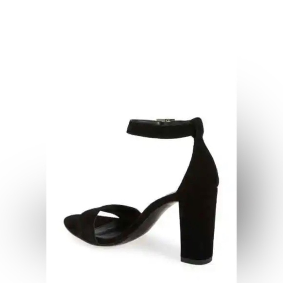 suede Black Block Peep Toe Heels Platforms - Picture 6 of 13